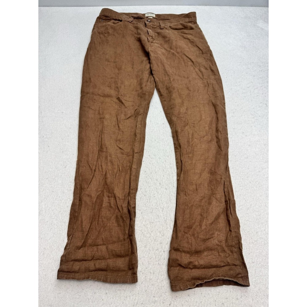 Todd Snyder Pants Mens 32x30 Brown 100% Linen Straight Leg Casual Summer